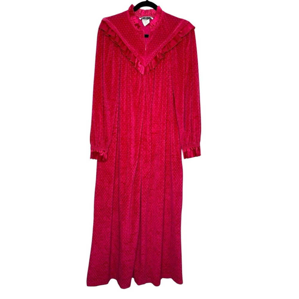 VTG Gilligan & O'Malley Gown Womens MED Red Winter Velvet Robe Victorian
